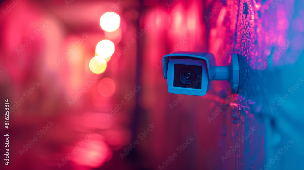 A closeup of a compact security camera hidden inside a small crevice keeping an eye on an otherwise inconuous spot. A closeup of a compact security camera hidden inside a small crevice keeping an eye on an otherwise inconuous spot.