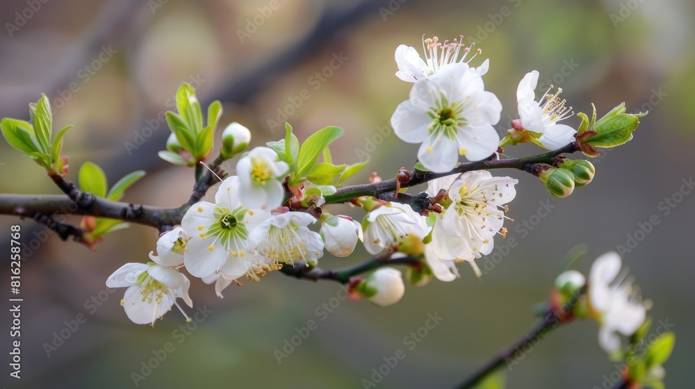 A branch of a tree flowering during spring A branch of a tree flowering during spring