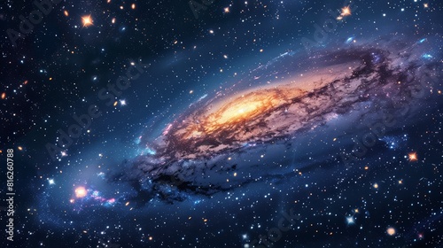 Spiral galaxy in deep space with vibrant star clusters. High-resolution image showcasing the beauty of the universe. Astronomy and cosmic exploration concept