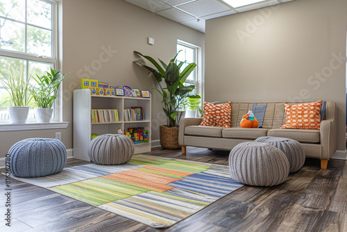 calm waiting room, soft music, stress-relief toys, and calming coloring books in the waiting area provide a peaceful atmosphere for clients before their appointment