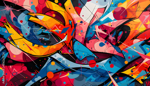 Wallpaper Mural A vibrant painting on the wall with electric blue tones, intricate patterns, and bold graffiti elements showcasing creative arts at its finest Torontodigital.ca