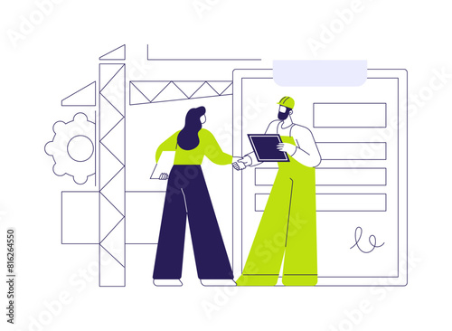 Tender contract execution abstract concept vector illustration.