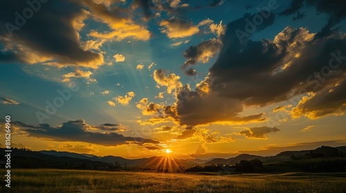 Hour of sunset with Sky background in the landscape