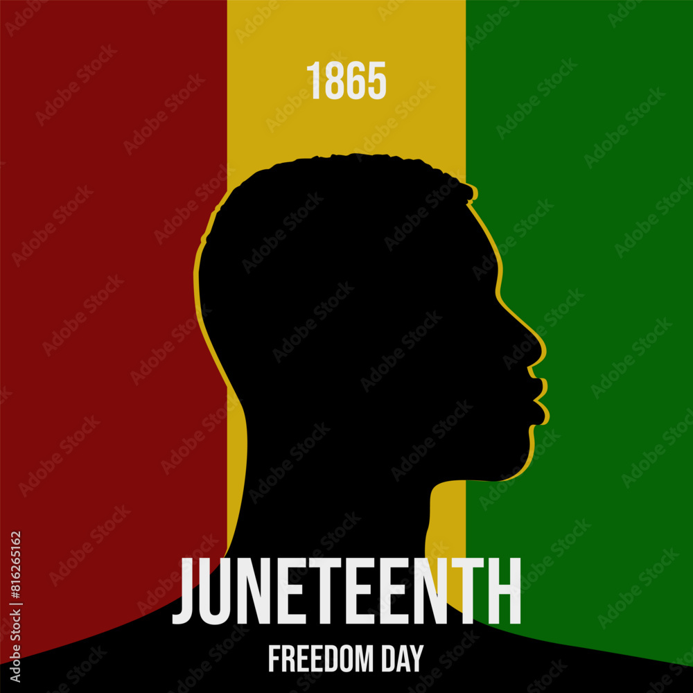 square juneteenth greeting design with silhouette of black man head