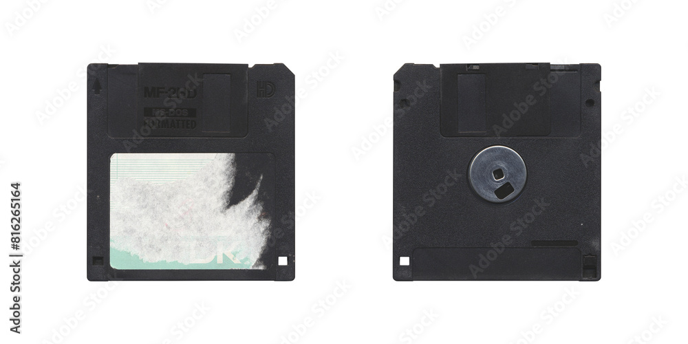 Isolated Retro 3.5” Floppy Disk with front and back side on transparent background, old vintage storage png diskette Isolated Retro 3.5” Floppy Disk with front and back side on transparent background, old vintage storage png diskette