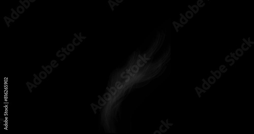 Animated depict wisps of smoke gracefully billowing upwards, creating an ethereal and atmospheric effect. The smoke appears translucent and dynamic, with subtle variations in opacity. Graphic effect.