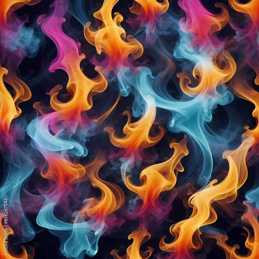 Vibrant Bursting Smoke: Abstract Designs in Colorful Shapes Vibrant Bursting Smoke: Abstract Designs in Colorful Shapes