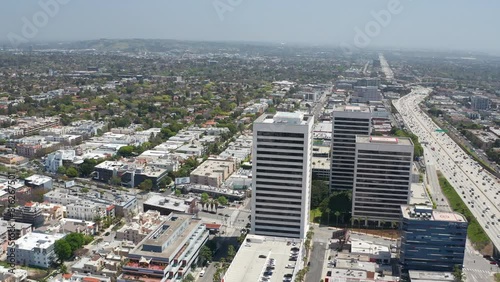 Aerial shot of Santa Monica, Los Angeles, Century City, Westwood, Traffic 23 photo
