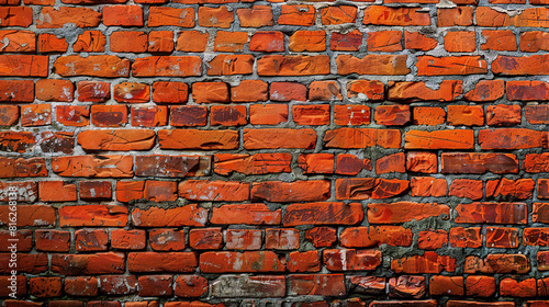 Brick wall with red brick, red brick background. AI Generative