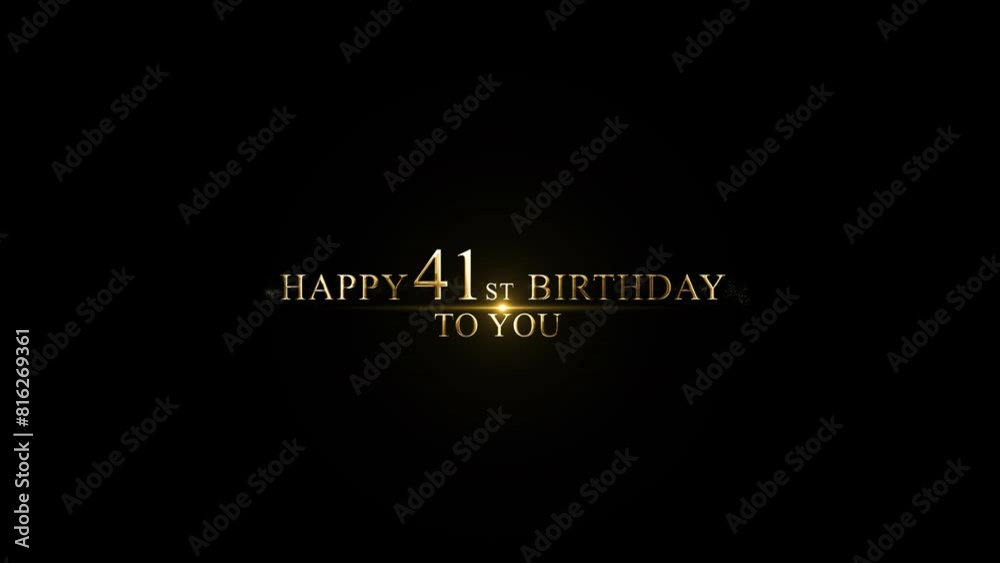 Golden 41st birthday greetings, alpha channel, 41 years old Golden 41st birthday greetings, alpha channel, 41 years old