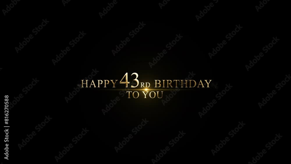 Golden 43rd birthday greetings, alpha channel, 43 years old Golden 43rd birthday greetings, alpha channel, 43 years old