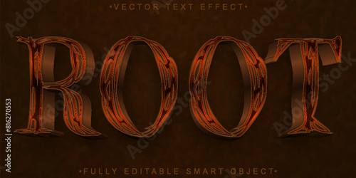 Wooden Root Vector Fully Editable Smart Object Text Effect