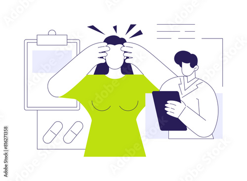 Headache and migraine abstract concept vector illustration.