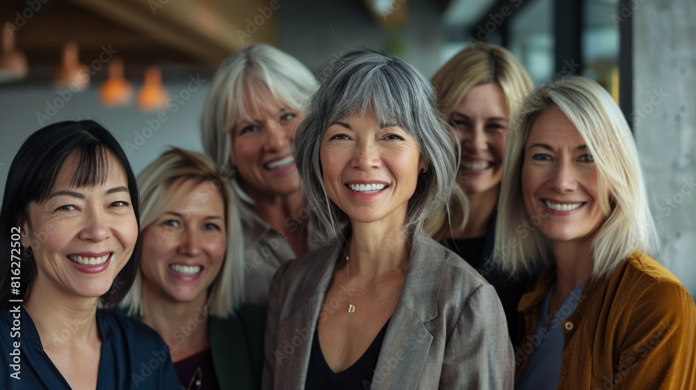 group of multiracial diverse mid age woman at work, equality and cooperation concept group of multiracial diverse mid age woman at work, equality and cooperation concept