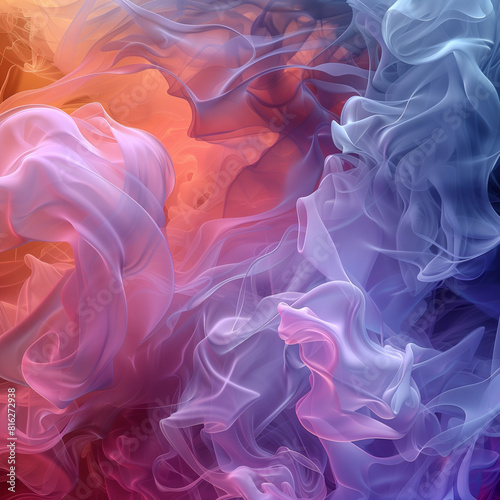 Multicolored billowing smoke, 3D, abstract 3D background, clouds floating, beautiful background with multicolored smoke, bright, colorful smoke