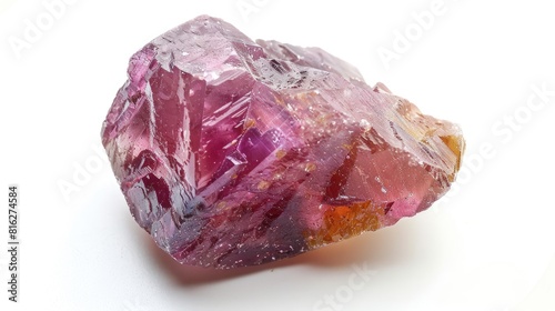 Natural rough hyacinth zircon gemstone specimen isolated on white surface