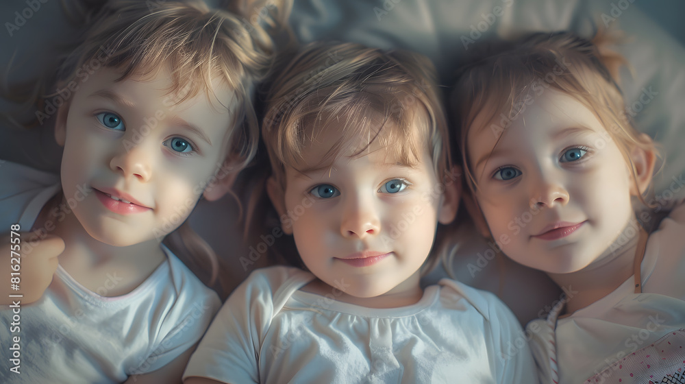 Portrait of three little children as a tower : Generative AI Portrait of three little children as a tower : Generative AI