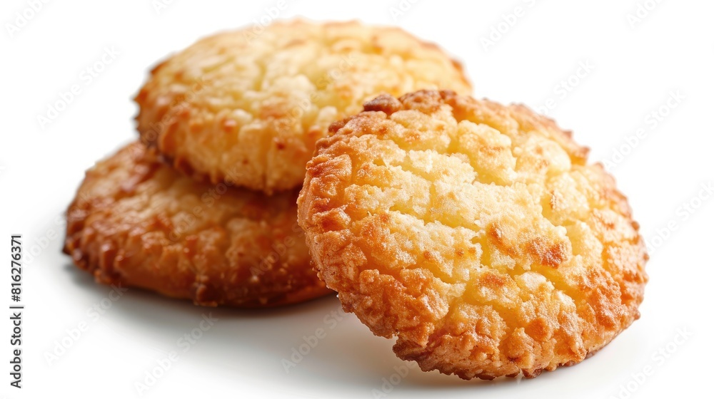 Coconut cookies with a sweet taste on a white background Coconut cookies with a sweet taste on a white background