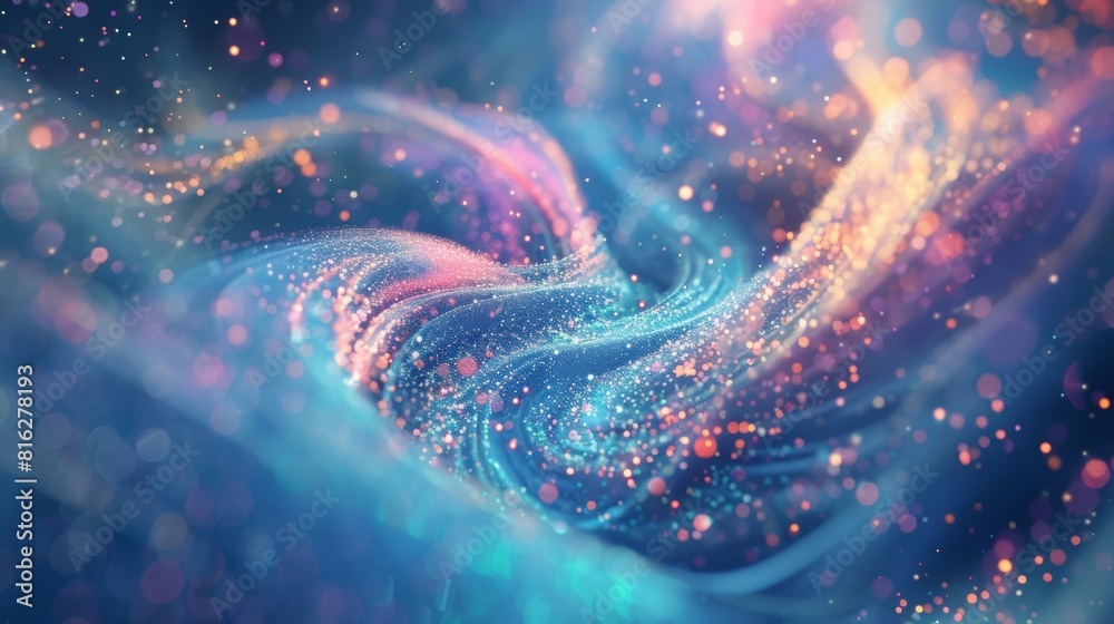 A swirling iridescent cloud of particles form a mysterious shape representing an elusive exotic matter. A swirling iridescent cloud of particles form a mysterious shape representing an elusive exotic matter.