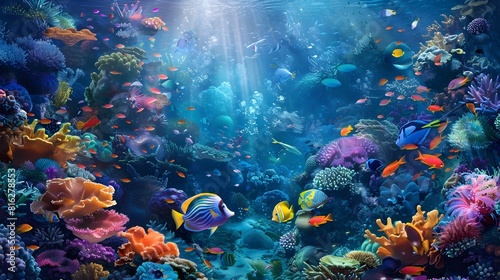 Vibrant Coral Reefs A Dazzling Display of Marine Biodiversity © Sawitree
