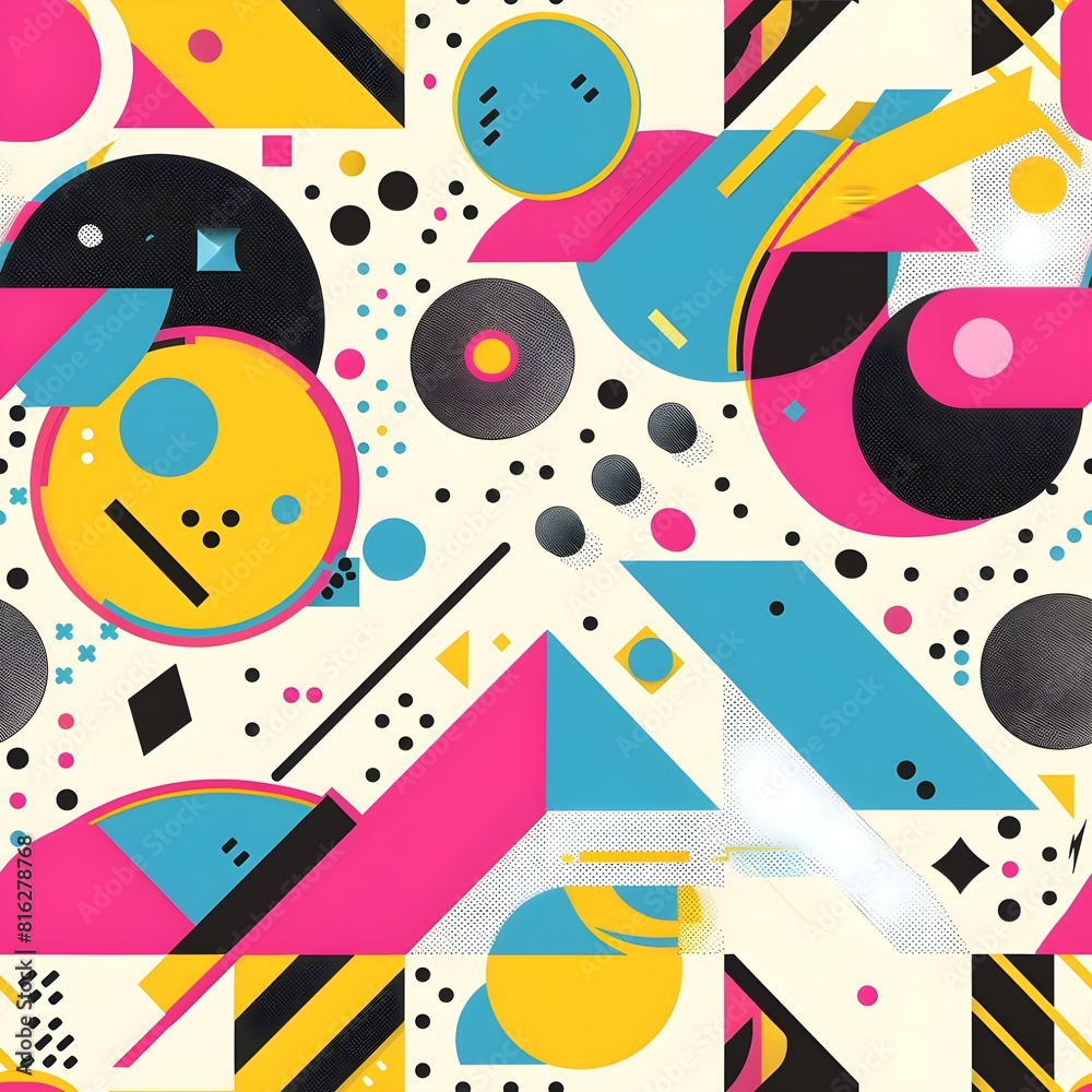 Celebrate the style of the 80s in your design with a patterned background, showcasing bold geometric patterns, vibrant colors, Celebrate the style of the 80s in your design with a patterned background, showcasing bold geometric patterns, vibrant colors,