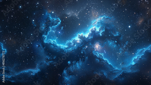 Blue Nebula Unveiling Cosmic Serenity and Celestial Beauty in Spectacular Detail