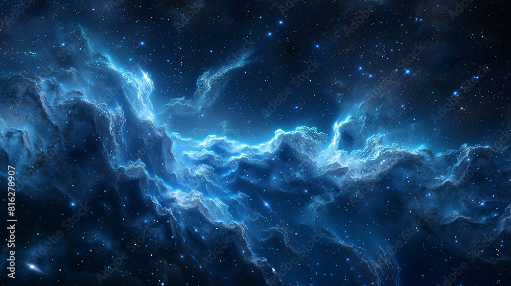 Fototapeta premium Blue Nebula Unveiling Cosmic Serenity and Celestial Beauty in Spectacular Detail
