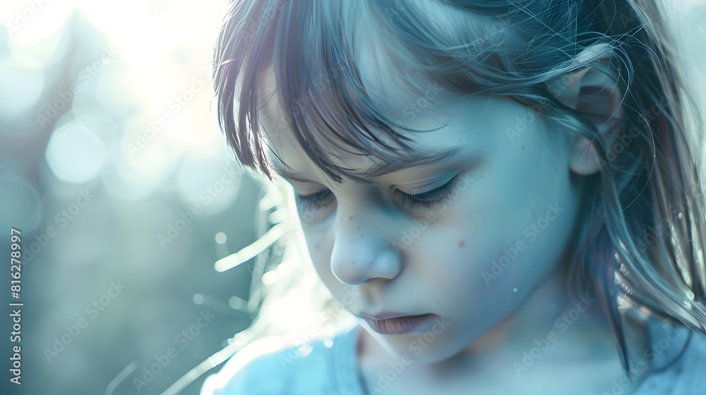 Lonely girl in elementary school age crying and feeling confused outdoors : Generative AI Lonely girl in elementary school age crying and feeling confused outdoors : Generative AI