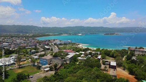arial city and seascape view of montego bay photo