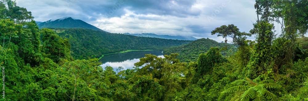 Aerial view, panorama, lake and rainforest, Laguna Hule, Alajuela province, Costa Rica, Central America Aerial view, panorama, lake and rainforest, Laguna Hule, Alajuela province, Costa Rica, Central America