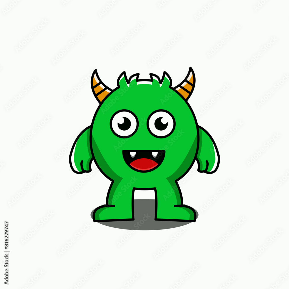 cute vector design illustration of green monster mascot cute vector design illustration of green monster mascot