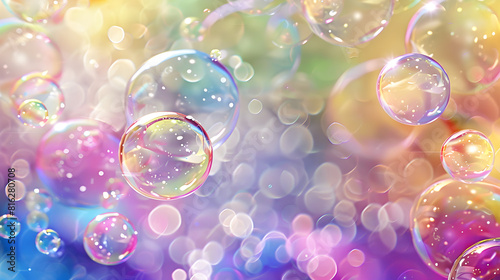 Multicolored bubbles on a dark background