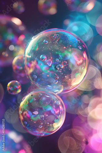 Multicolored bubbles on a dark background © Sarah