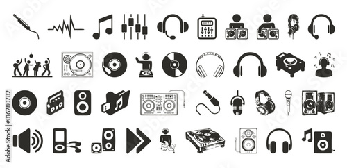 DJ music set icons vector illustration design.