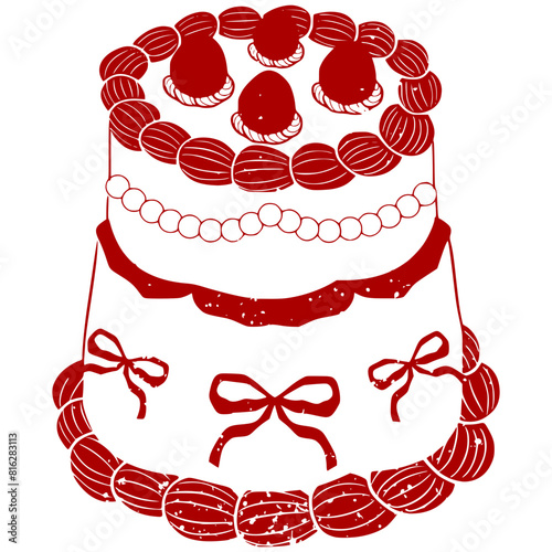 Coquette Cake Outline Clipart, Coquette cake line art, vintage outline, coquette cake , wedding, birthday ,Heart, Pink Cake ClipArt, coquette clipart