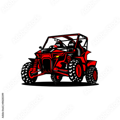 Extreme adventure UTV vector illustration front view. EPS file