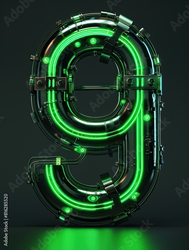 Glowing green neon number 9  wallpaper smarrtphone