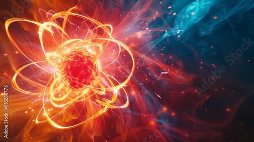 A subatomic change is taking place as a neutron sheds a particle and transforms into a new form.