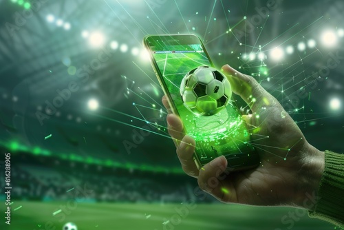 dynamic and immersive experience of live soccer betting through a smartphone. photo