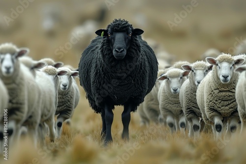 Black sheep. Backdrop with selective focus and copy space