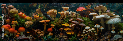 Wild Mushroom Identification Guide: A Wide Range of Fungi Species in their Natural Habitat photo