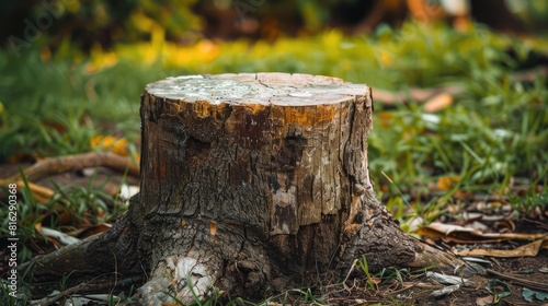 Wooden tree stump, AI generated Image