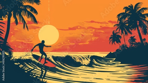 abstract illustration image for a southern California surf brand