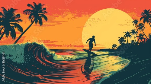 abstract illustration image for a southern California surf brand