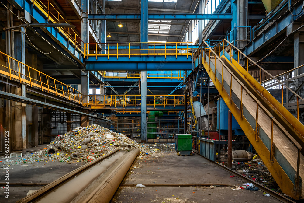 A Recycling Plant Sorting And Processing Materials, Waste Removal, Sorting Materials, Waste Management, Recycling Facility, Environmental Sustainability A Recycling Plant Sorting And Processing Materials, Waste Removal, Sorting Materials, Waste Management, Recycling Facility, Environmental Sustainability