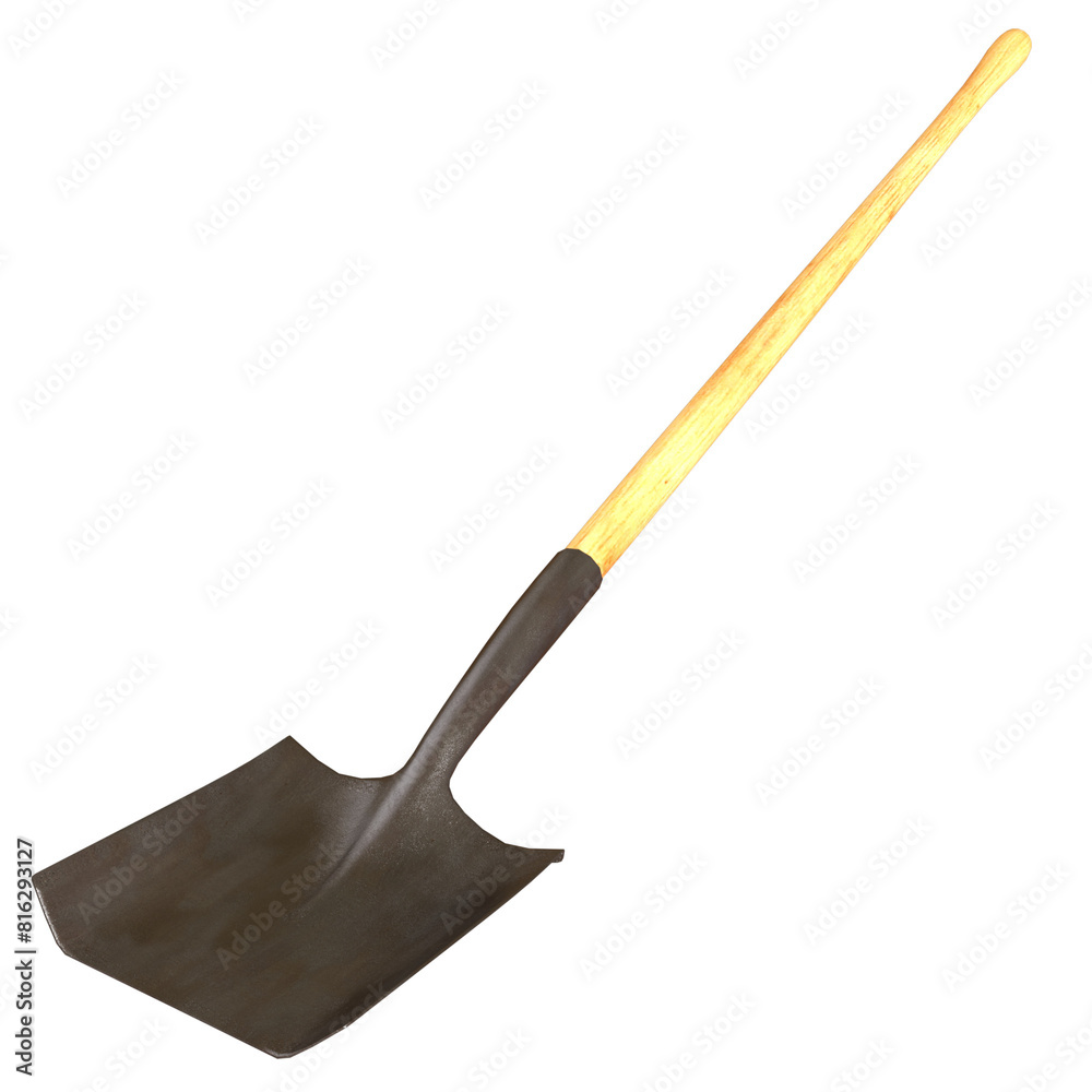 Shovel Square Lawn Tool isolated 3d rendered illustration Shovel Square Lawn Tool isolated 3d rendered illustration