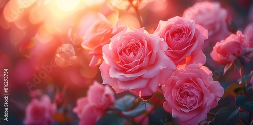Beautiful pink roses blooming
