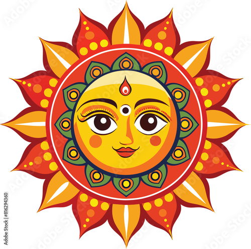 Sinhala and Tamil New Year Sun Vector illustration 