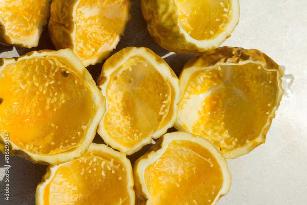Macro photography of passion fruit shells. Macro photography of passion fruit shells.