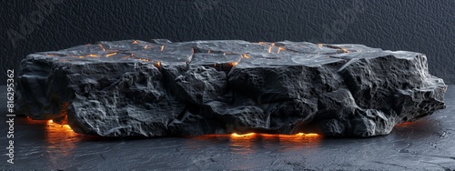 Black stone or rock podium with glowing lava.